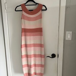 Bandage Pink Striped Midi Dress (Size: XS but fits like M)